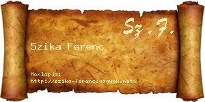 Szika Ferenc névjegykártya
